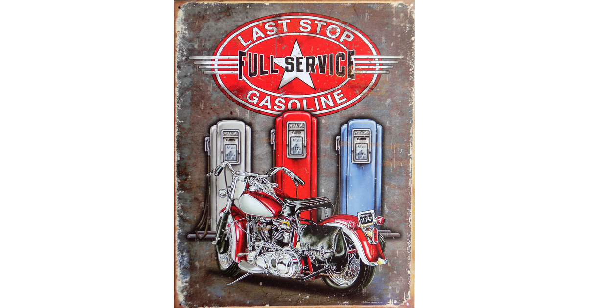 Plaque Vintage Last Stop Gasoline X Garage Atelier Les Plaques